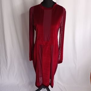 Plus bodycon mesh and velvet dress size 1X